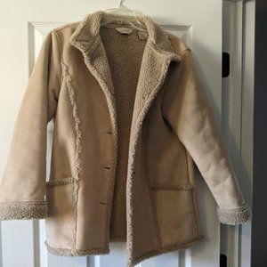 Beautiful L.L. Bean Faux Fur Sherpa Fleece Lining Coat - Tan Brown - Size Medium
